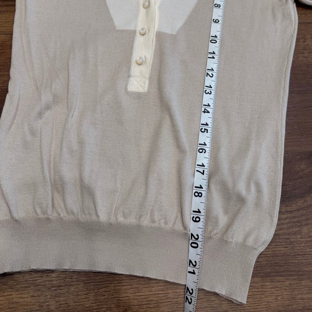 Jacob Cohen Short Sleeve Collared Knit Polo Top Ivory Cream Size Small - Picture 5 of 7